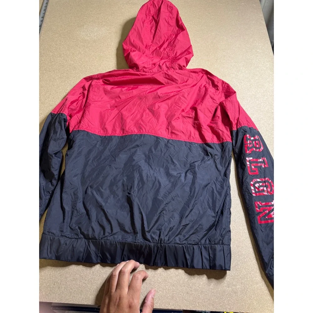 True Religion Kids Red Black Colorblock Hooded‎ Windbreaker Jacket XL 18-20